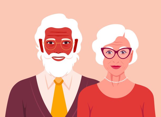 爷爷和奶奶在微笑。快乐老人的肖像。退休的夫妇。图片下载