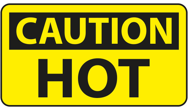 警告危险标志，警告热矩形框架，黄色，孤立背景图片下载