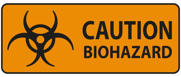 警告危险标志，警告生物危害文字，矩形框架，孤立背景图片下载