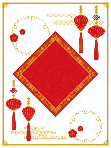 中国的灯笼和梅子素材图片