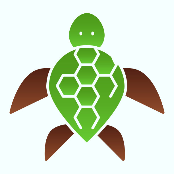 乌龟平图标。海或海kareta龟插图孤立在白色。海龟壳动物渐变风格设计，适用于网页和应用。Eps 10。图片下载