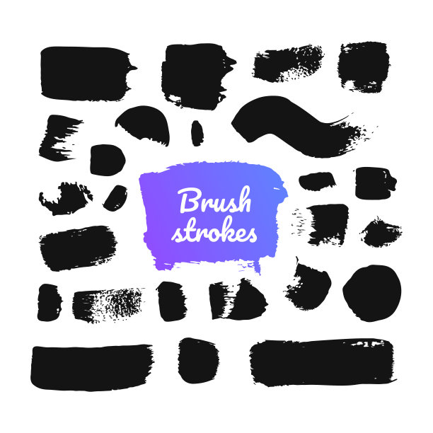 黑色笔触-一组孤立的设计元素图片下载