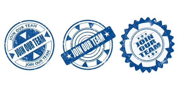 加入我们的队伍蓝色邮票图标插图图片下载