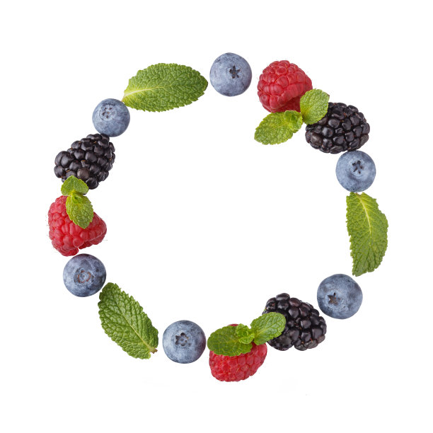不同浆果的花环。图片下载