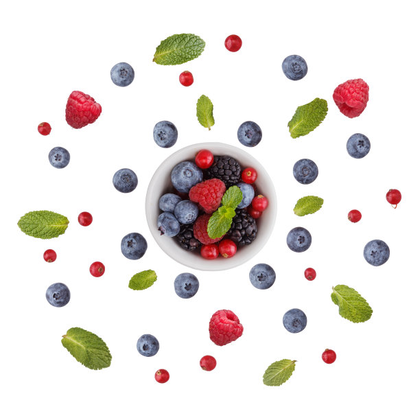 不同浆果的花环。图片下载
