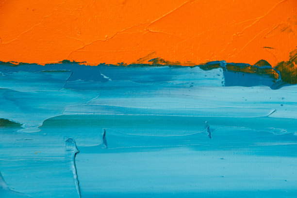 纹理背景的油画在橙色和蓝色调，选择性焦点图片下载