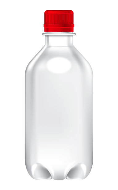 逼真的果汁矿物饮料红帽瓶模型的形象。小水瓶包装模型。孤立。图片下载
