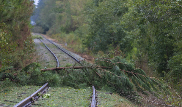 飓风过后堵塞的铁路图片下载
