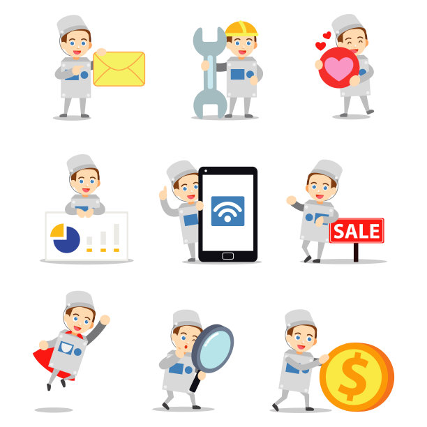 Set character of men创造了一个遥控机器人玩具。图片下载