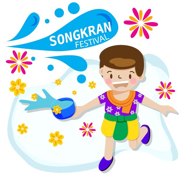 泰国女孩和男孩泼水玩泼水节在泰国泰国新年在炎热的夏天图片下载