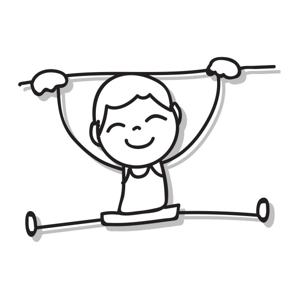 手画火柴棍式的快乐男孩拿着棒，玩，好玩。抽象的人，幸福的概念。矢量插图。图片下载