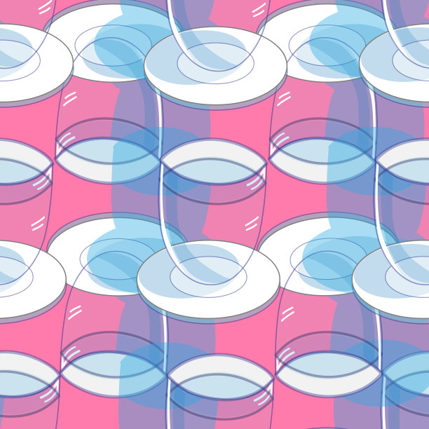 抽象的水玻璃花园茶会，无缝重复图案设计。浅蓝色和粉红色抽象水玻璃的现代图案背景。完美的布料，剪贴簿，礼物包装纸。图片下载