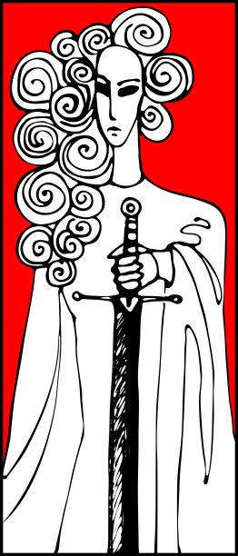 处女武士矢量插图历史人物手绘与剑图片下载