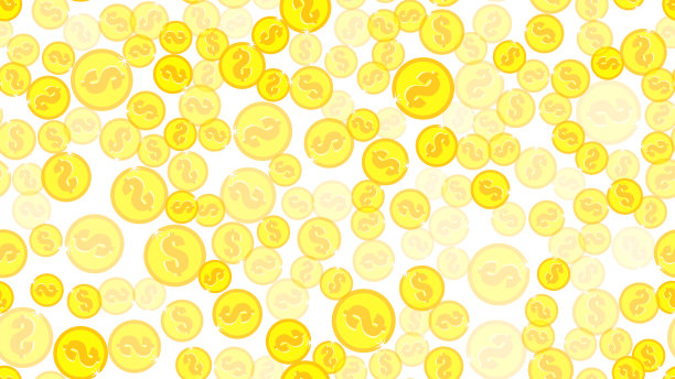 纹理无缝的图案，美丽喜庆，鲜艳的色彩，神奇的闪闪发光，昂贵的豪华美元硬币与黄金钱。矢量插图。背景图片下载