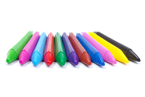 彩色蜡笔特写，白色背景图片下载
