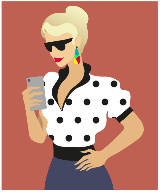 一个女人的贺卡，时尚插图图片下载