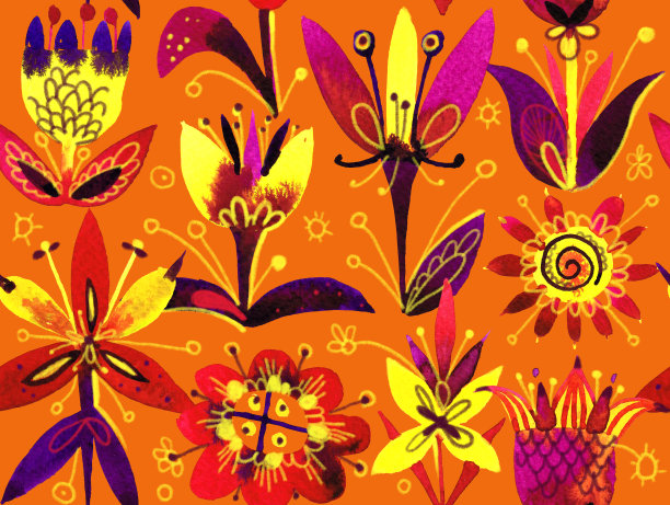 无缝图案与抽象的花图片下载