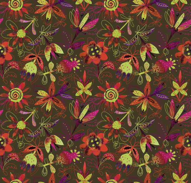 无缝图案与抽象的花图片下载