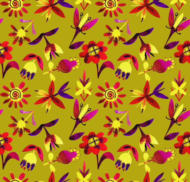 无缝图案与抽象的花图片下载