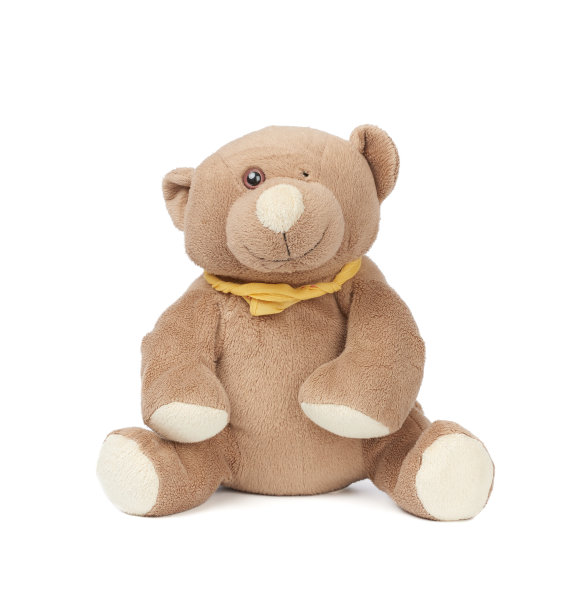 可怜的棕色泰迪熊坐在孤立的白色背景上图片下载