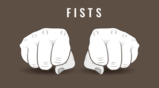 手拳矢量线艺术插图图片下载