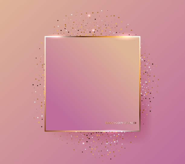 粉彩玫瑰色笔触和金色轮廓方形框架。抽象的背景。图片下载