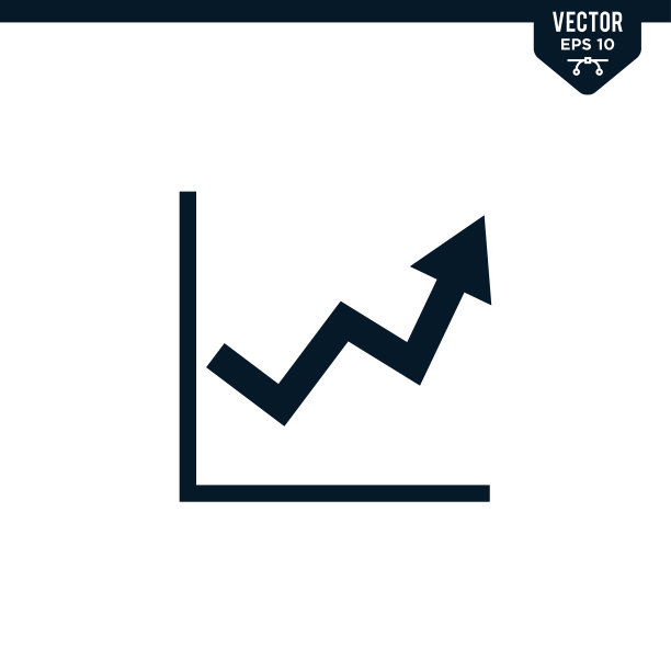 图表与向上箭头图标集合在字形风格素材图片