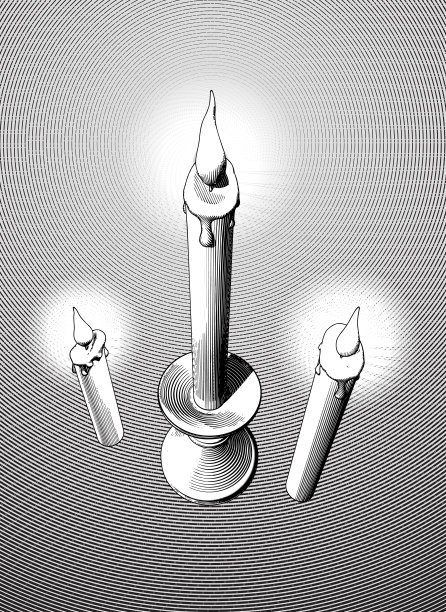 雕刻蜡烛设置插图孤立的线上艺术BG图片下载