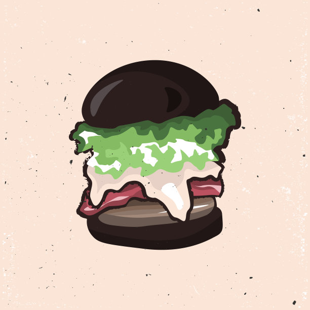 黑汉堡孤立，大工艺黑汉堡沙拉，培根，牛肉排和奶酪。图片下载