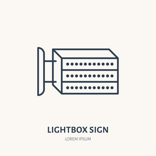灯箱招牌平线图标。户外广告的迹象。细线形logo用于街头广告，营销服务图片下载