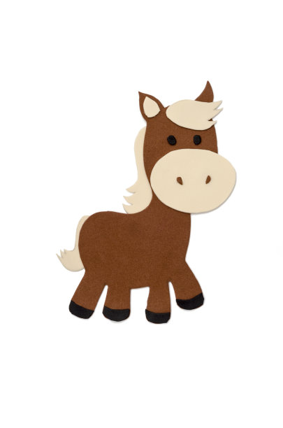 白色背景上用毛毡剪出的玩具马图片下载