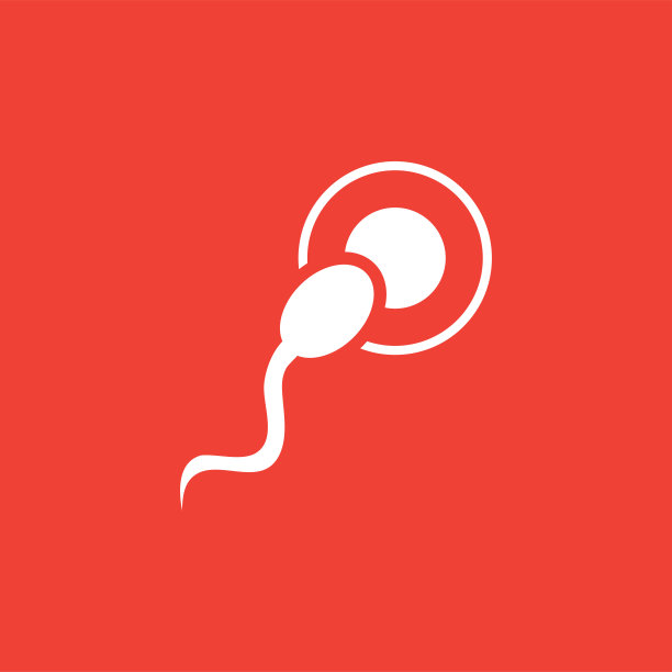 精子图标上的红色背景。红色平坦风格矢量插图图片下载