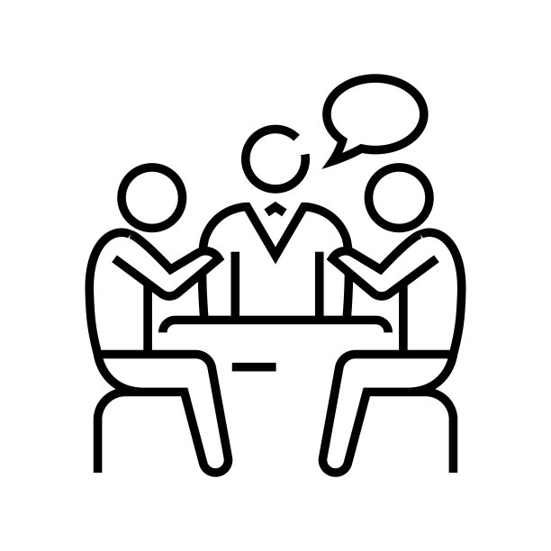 商务洽谈线图标，概念符号，轮廓矢量插图，线形符号图片下载