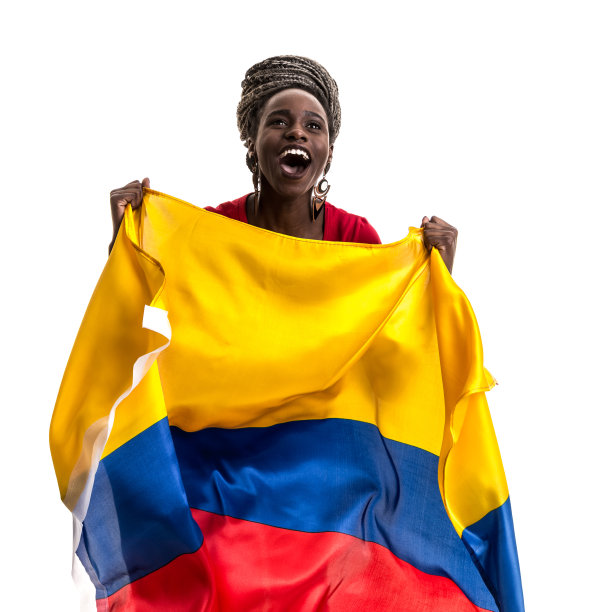 哥伦比亚/厄瓜多尔/委内瑞拉球迷举着国旗庆祝图片下载