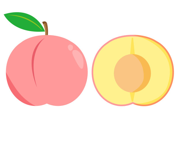 桃矢量插图，秋果图片下载