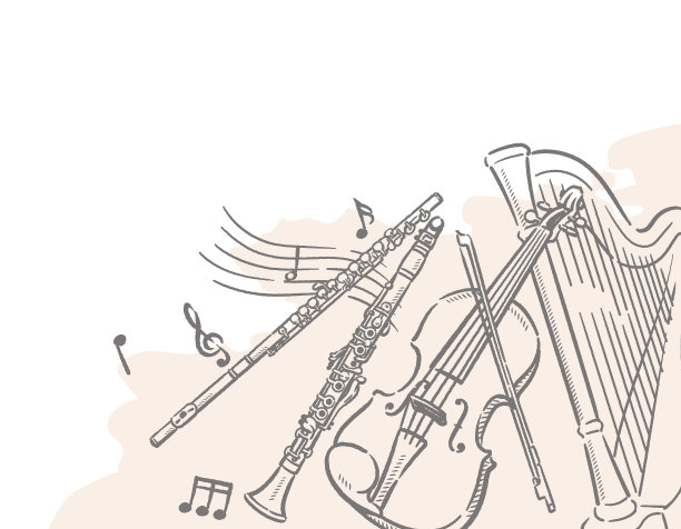 音乐主题背景与管弦乐器。图片下载
