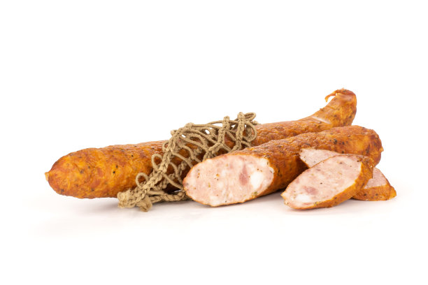 干熏火腿肠孤立在白色图片下载