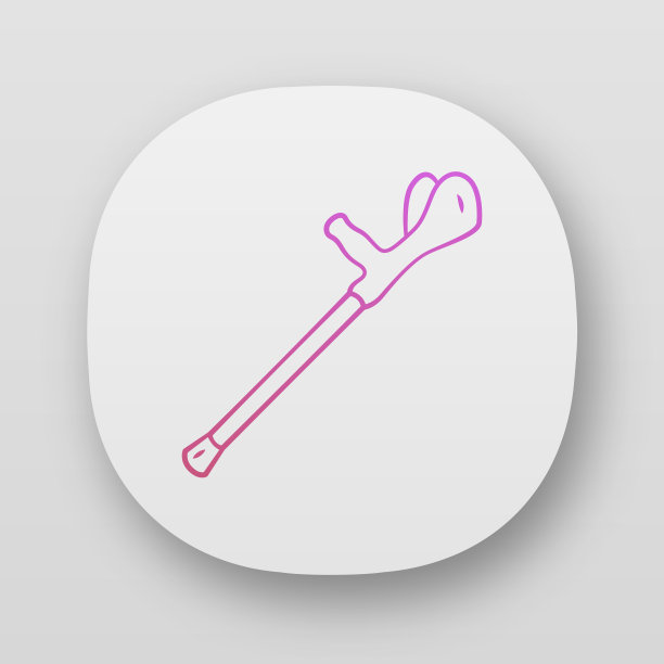 前臂拐杖，辅助行走的应用程序图标。肢体残障人士的移动辅助装置。的设备。UI / UX的用户界面。Web或移动应用程序。向量孤立的插图图片下载