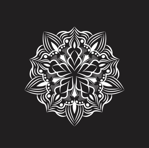 矢量装饰圆形花边与缎子和阿拉伯风的元素。手绘风格。东方传统的装饰。图片下载