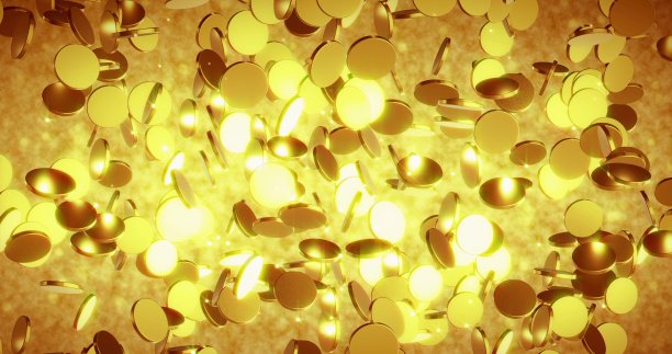 金色的硬币。商业和金融概念背景。三维渲染图片下载