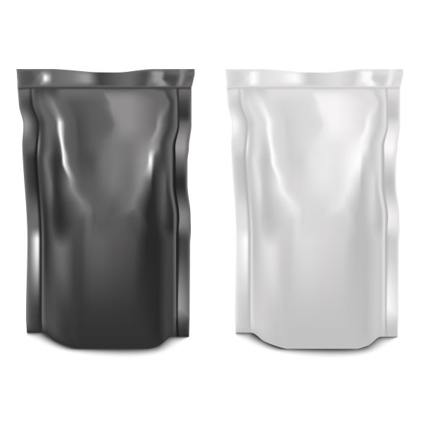 黑色和白色Doypack包模拟在现实的风格素材图片