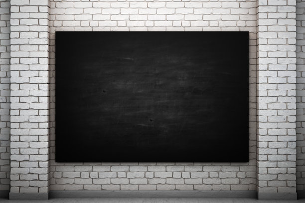 粉笔板上的脏砖墙3D插图图片下载