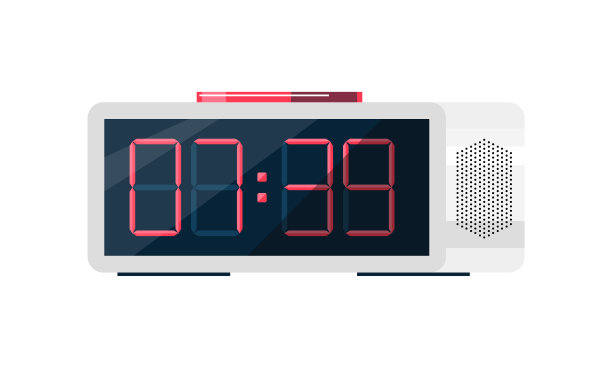 矢量图像桌面老式电子钟与闹钟图片下载