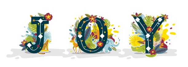 美丽的热带颜色词孤立在白色背景。卡通平的风格图片下载