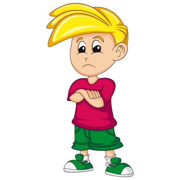 不快乐的男孩-抑郁-悲伤-卡通矢量插图图片下载