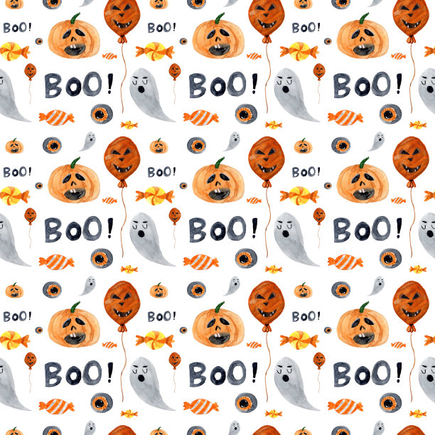 像孩子画的彩色卡通万圣节。图片下载