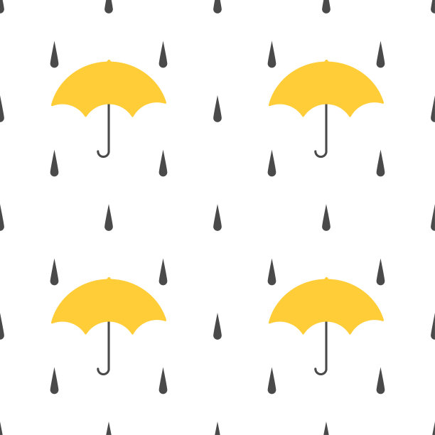 雨伞和雨滴，简单无缝矢量图案。图片下载