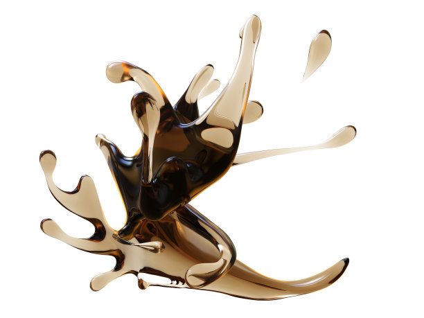 摘要棕色液体在白色背景上飞溅。3 d渲染。图片下载