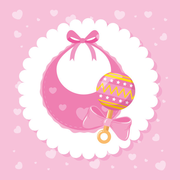 用粉红色背景的婴儿围嘴拨弄婴儿的声音图片下载