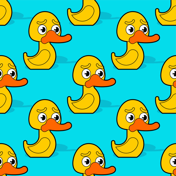 无缝橡皮鸭图案。卡通玩具小鸟背景。婴儿面料纹理。矢量装饰图片下载